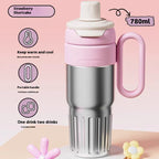 780ml Gradient Double-Wall Stainless Steel Thermal Cup – Large Capacity Coffee & Drink Thermos with Lid and Straw for Men & Women