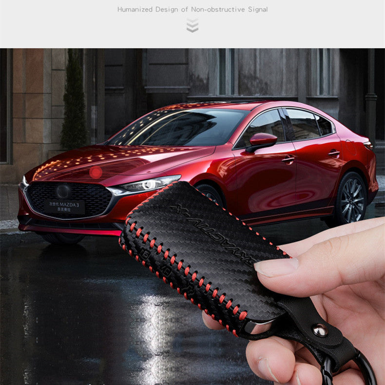 Car Leather Key Case – Luxury Protective Key Cover Shell with Key Ring