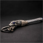 Hand-Woven Leather Keychain – Cowhide & Metal Unisex Key Ring Accessory