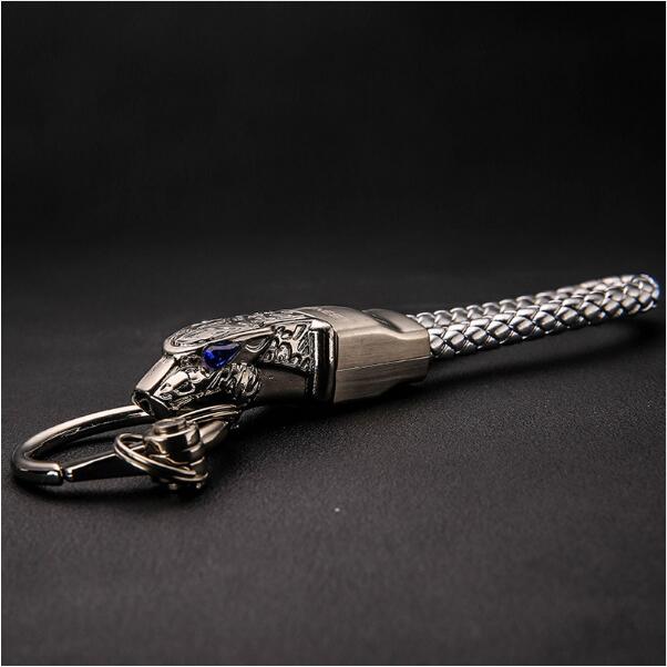 Hand-Woven Leather Keychain – Cowhide & Metal Unisex Key Ring Accessory