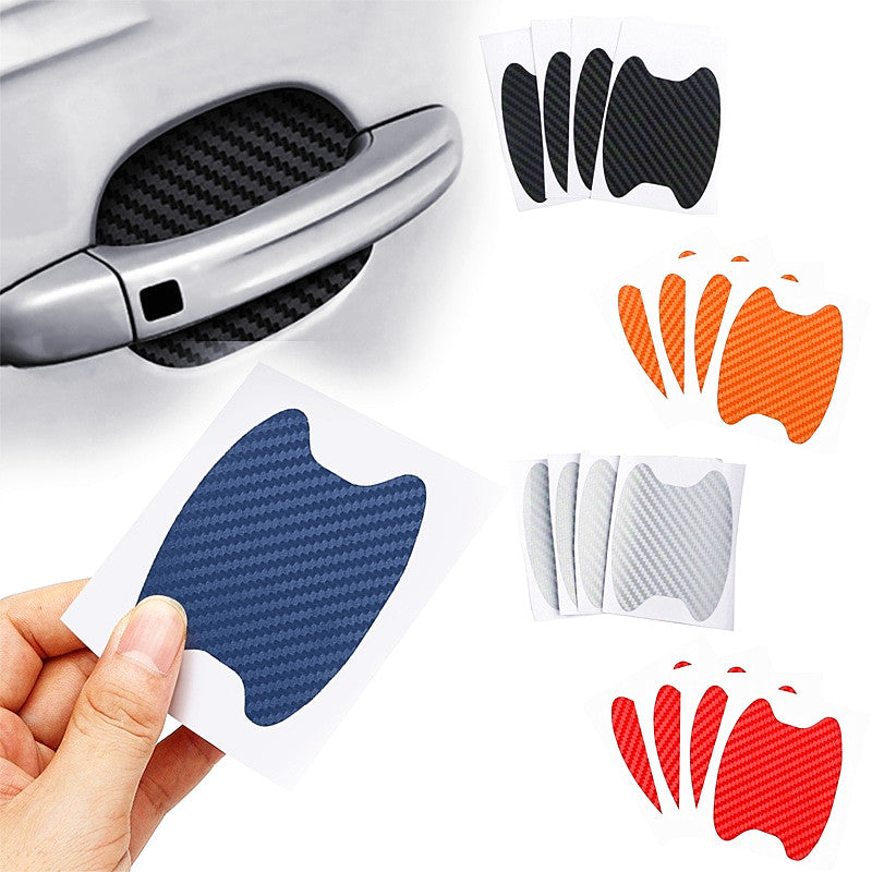 4-Piece Carbon Fiber Car Door Handle Stickers – Scratch-Resistant Protective Film for All Cars