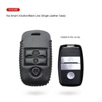 Car Key Genuine Leather Case Cover – First Layer Cowhide Protective Cover for Kia Smart & Folding Keys