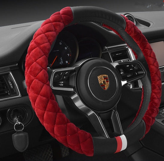 Universal Car Steering Wheel Cover – Cute Plush Footprint Winter Protector 38cm