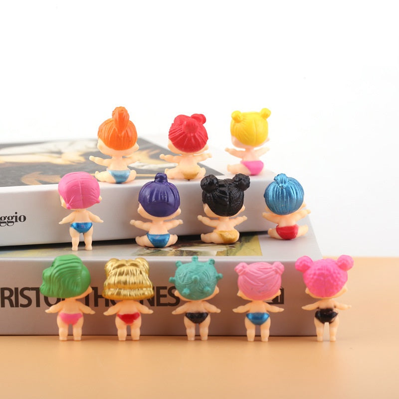 12pcs Cartoon Sister Girl Action Figures – 5cm Mini Toys Set for Kids