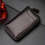Genuine Leather Car Key Case – Multifunctional Zipper Key Holder Pouch for Men & Women