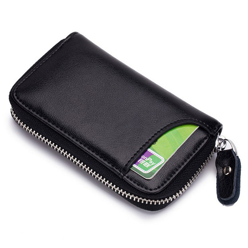 Genuine Leather Car Key Case – Multifunctional Zipper Key Holder Pouch for Men & Women
