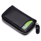 Genuine Leather Car Key Case – Multifunctional Zipper Key Holder Pouch for Men & Women