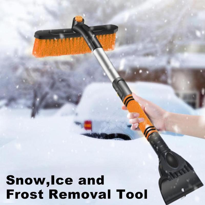 Multifunctional Car Snow Brush & Ice Scraper – Extendable Winter Windshield Snow Shovel with Foam Handle