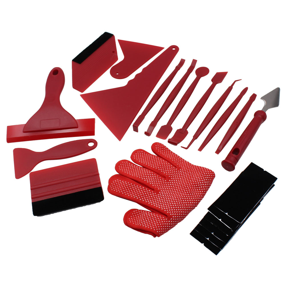 21-Piece Car Film Tool Kit – Vinyl Wrap, Tint, and Advertising Film Squeegee & Scraper Set