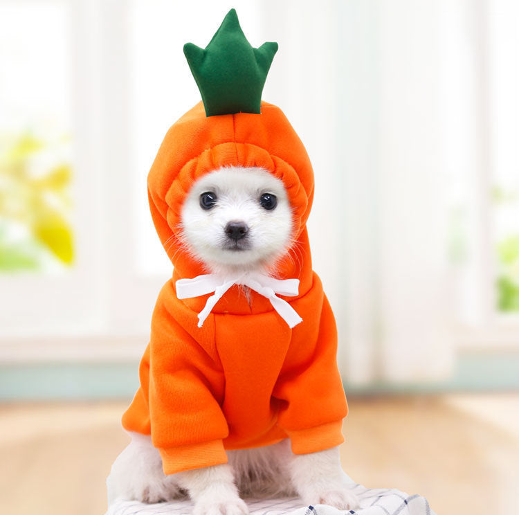 Cute Fruit Dog Hoodie – Winter Warm Fleece Pet Clothes for Small Dogs, Puppy & Cat Outfit for Chihuahua and French Bulldog