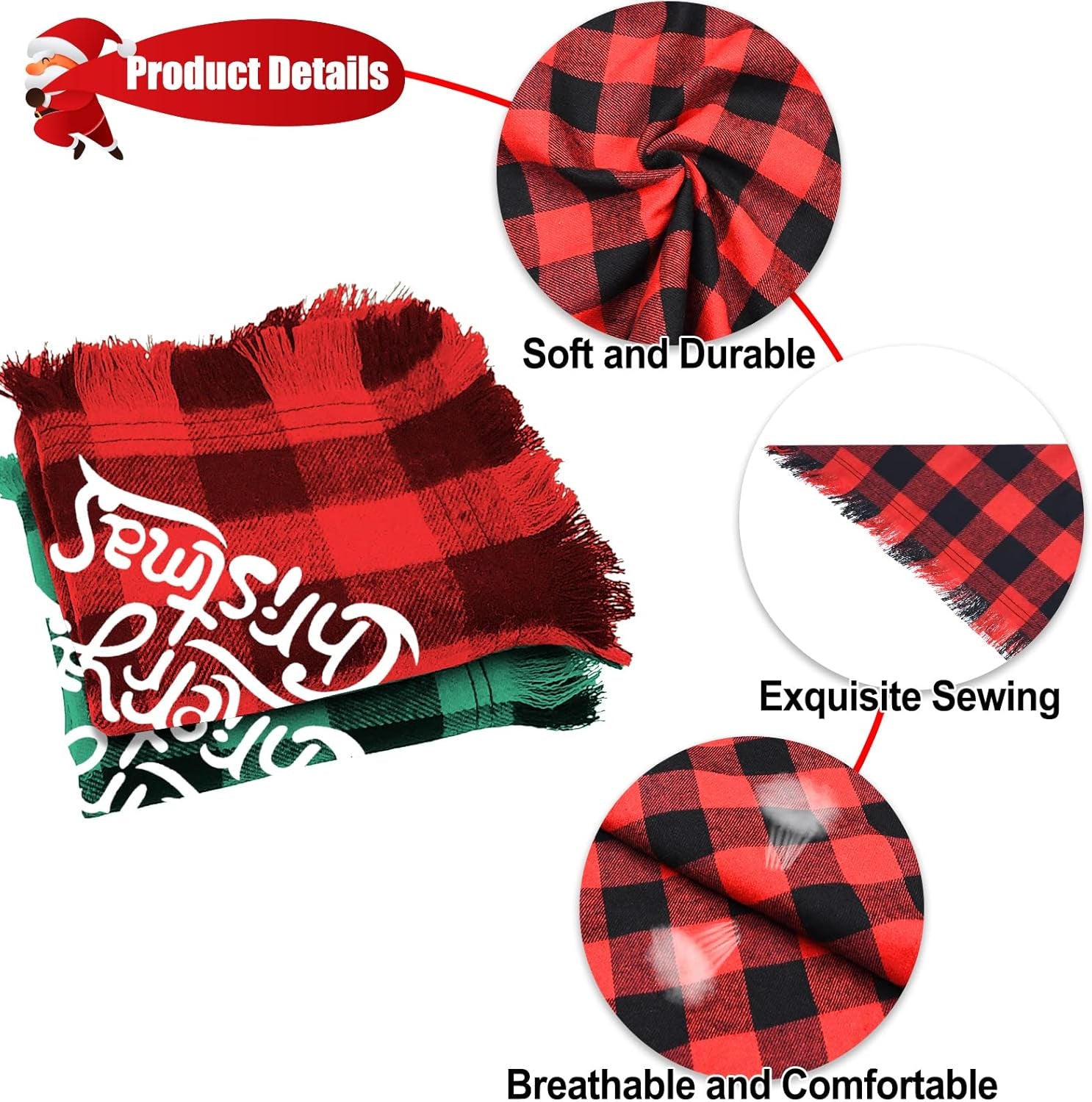 🎄 Christmas Dog Bandana | Classic Plaid Cotton Scarf for Dogs and Cats