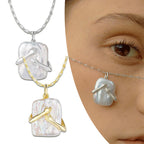 Unique Square Baroque Pearl Couple Pendant Necklace – Valentine’s Day Lover Gift & Party Jewelry