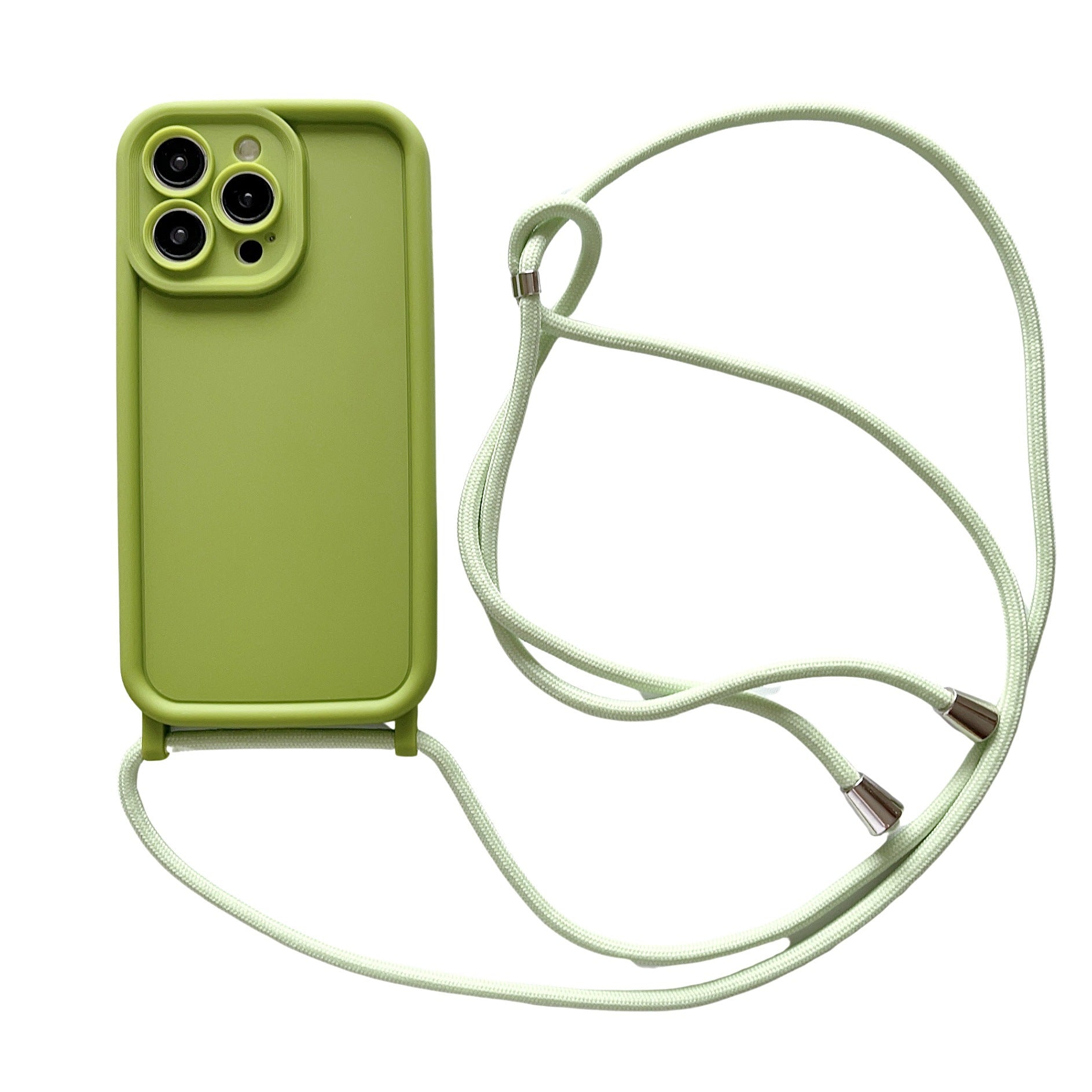 Silicone Soft Phone Case with Lanyard – TPU Shockproof, Anti-Fingerprint iPhone Cover