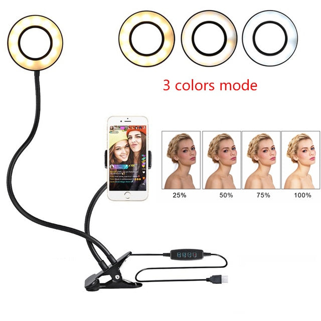 8cm LED Selfie Ring Light with Adjustable Stand – Perfect for Live Streaming & Makeup