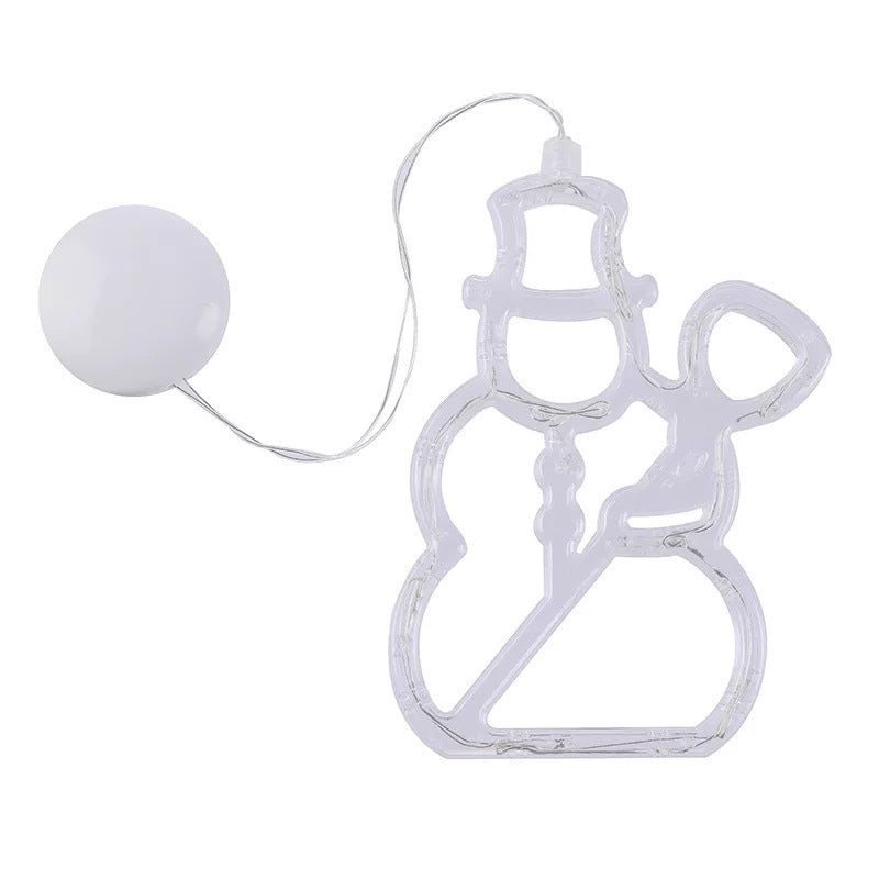 Christmas LED Suction Cup Chandelier – Battery-Powered Santa, Snowman & Elk Holiday Window Lights