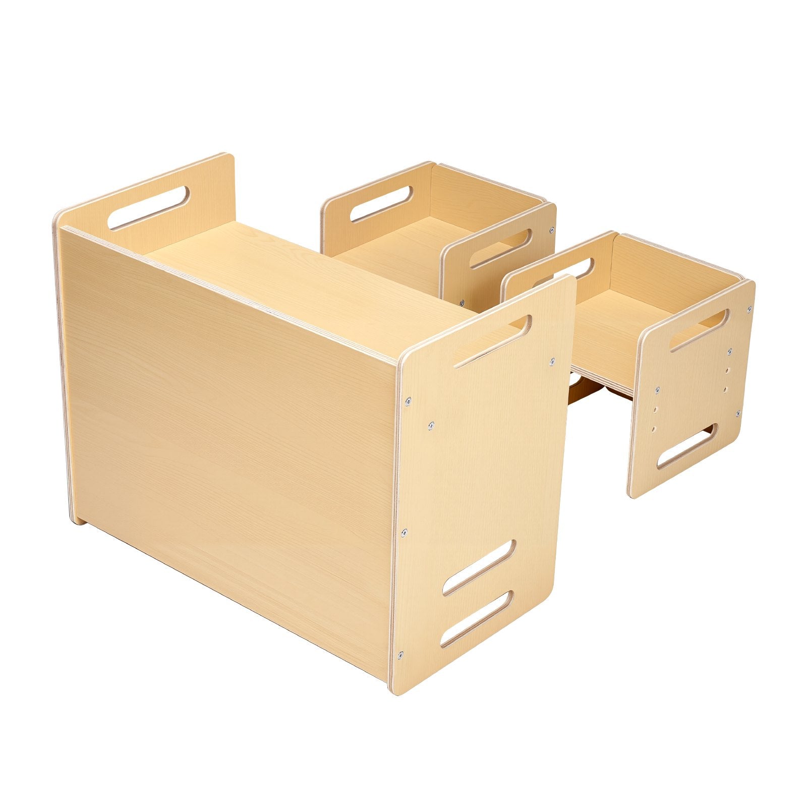 Montessori Toddler Table and Chair Set – Wooden Adjustable Height Activity Table with 2 Chairs, Ideal for Reading, Eating, and Playing