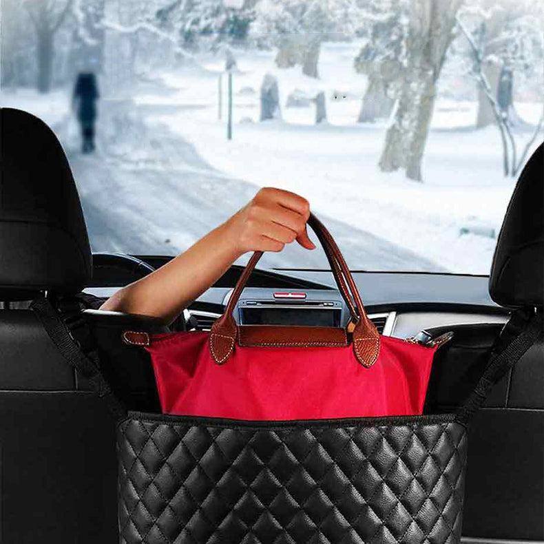 Car Storage Bag & Handbag Holder – Middle Seat Organizer for Auto Interior