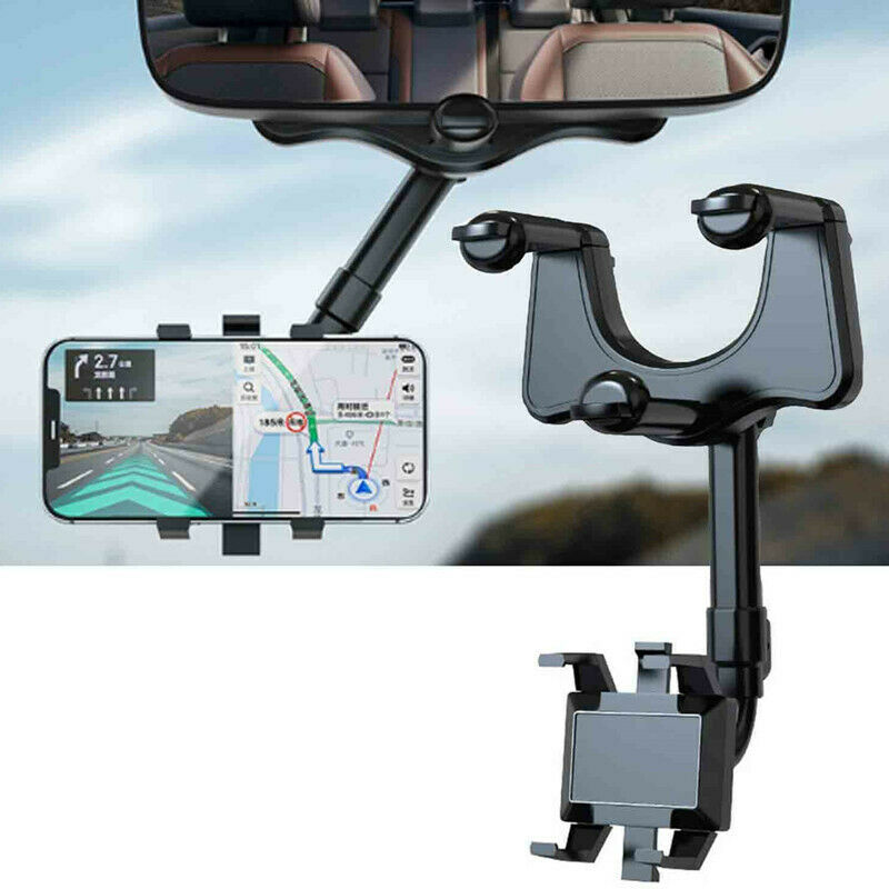 Car Rearview Mirror Swivel Navigation Bracket – 360° Rotatable Phone Holder for All Smartphones