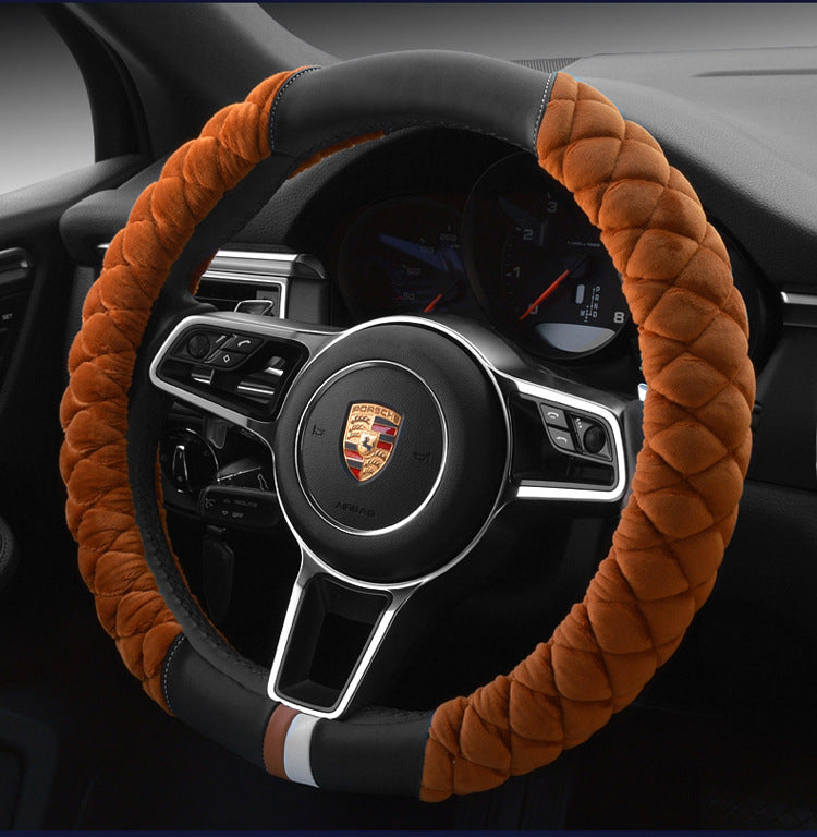 Universal Car Steering Wheel Cover – Cute Plush Footprint Winter Protector 38cm