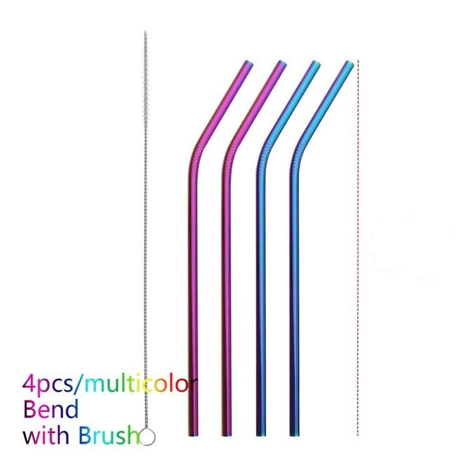 Colourful Reusable Stainless Steel Straws – Eco-Friendly Drinking Straws for Smoothies, Juice, Coffee & Cold Beverages