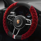 Universal Car Steering Wheel Cover – Cute Plush Footprint Winter Protector 38cm