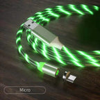 Magnetic LED Charging Cable – Fast Charging Micro USB & Type-C Cable with Light-Up Connector