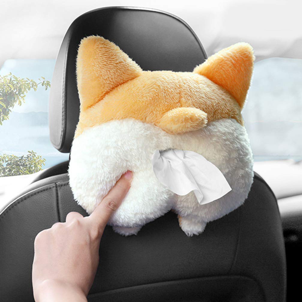Cute Corgi Butt Tissue Box Cover – Soft Hanging Storage Bag Tissue Holder for Car & Home