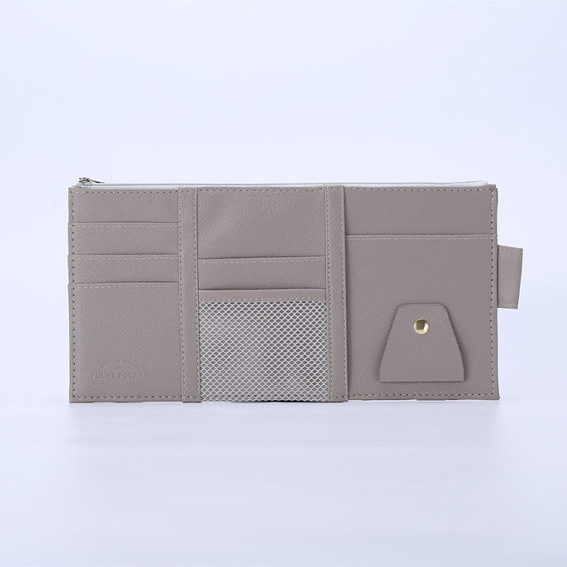 PU Car Storage Bag – Multifunctional Sun Visor Organizer for IDs, Glasses, and Tickets