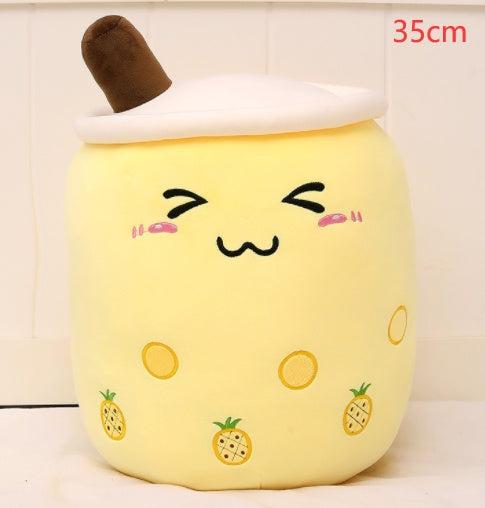 Cute Fruit Drink Plush Strawberry Milk Tea Boba Tea Cup Toy – Soft Stuffed Pillow Cushion Gift
