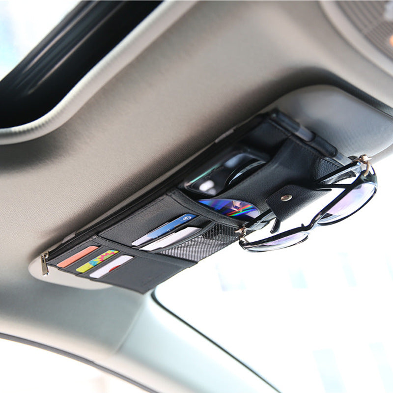 PU Car Storage Bag – Multifunctional Sun Visor Organizer for IDs, Glasses, and Tickets