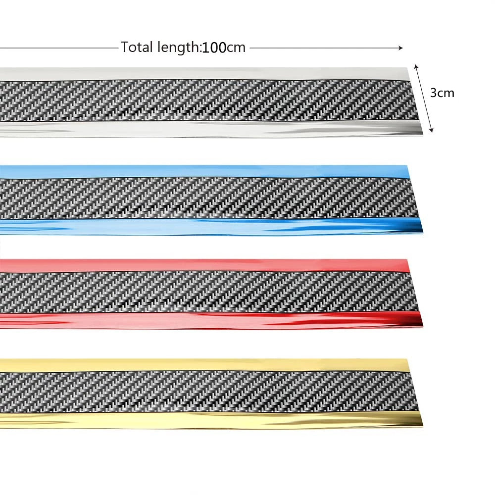 Carbon Fiber Pattern Car Door Sill Sticker – 1M Decorative & Protective Bumper Strip
