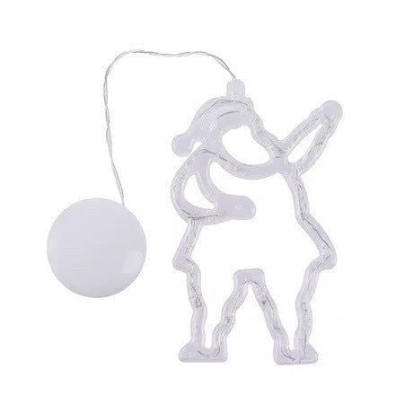 Christmas LED Suction Cup Chandelier – Battery-Powered Santa, Snowman & Elk Holiday Window Lights