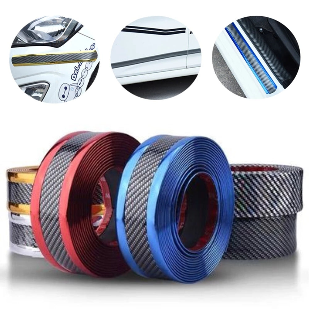 Carbon Fiber Pattern Car Door Sill Sticker – 1M Decorative & Protective Bumper Strip