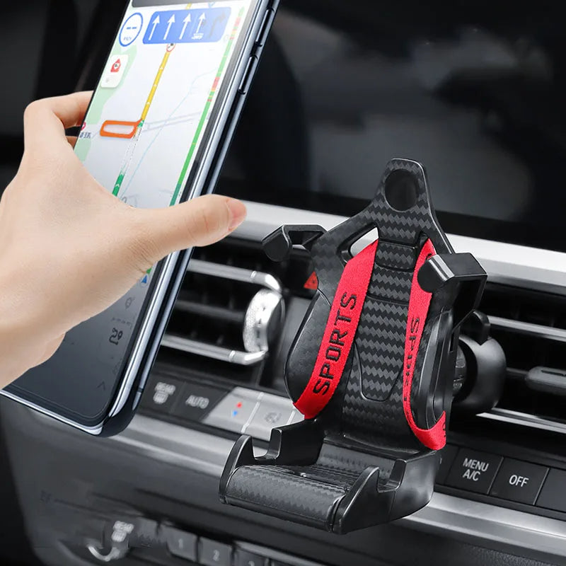 Racing Seat Shape Car Phone Holder – 360° Rotatable Air Vent Mobile Phone Mount for Car Interior