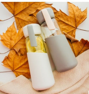 ZOOOBE 400ml Portable Glass Water Bottle with Silicone Sleeve – Heat-Resistant Coffee & Travel Tumbler