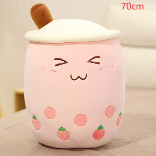 Cute Fruit Drink Plush Strawberry Milk Tea Boba Tea Cup Toy – Soft Stuffed Pillow Cushion Gift