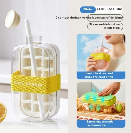 One-Click Ice Cooling Cup – Instant Ice Maker with Straw, Curling Mold & Portable Design