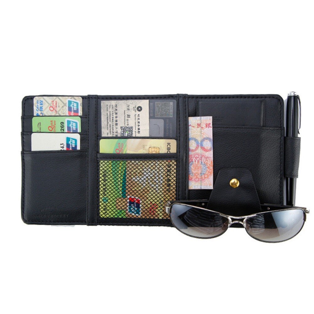 PU Car Storage Bag – Multifunctional Sun Visor Organizer for IDs, Glasses, and Tickets