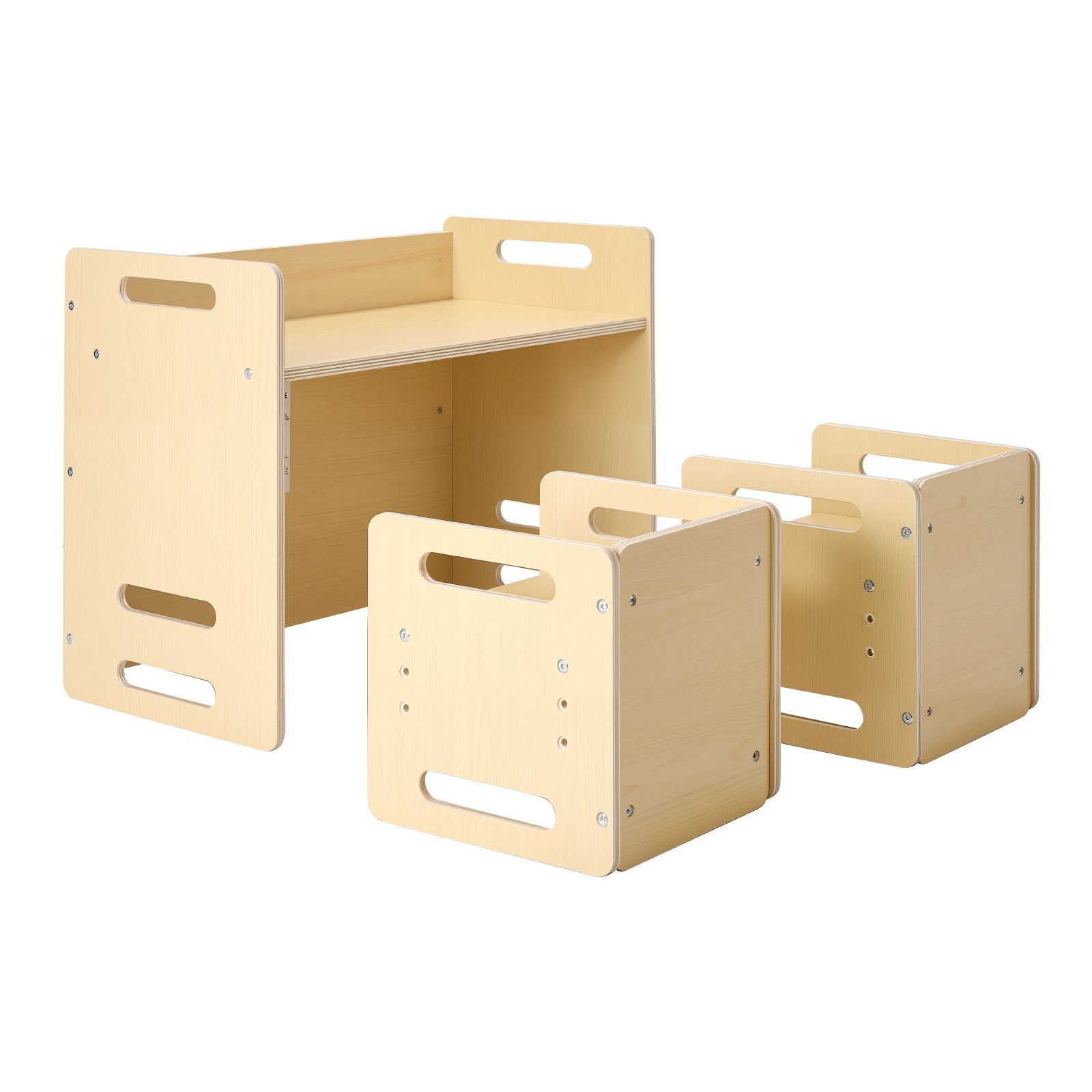 Montessori Toddler Table and Chair Set – Wooden Adjustable Height Activity Table with 2 Chairs, Ideal for Reading, Eating, and Playing