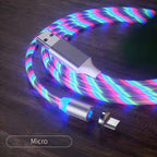 Magnetic LED Charging Cable – Fast Charging Micro USB & Type-C Cable with Light-Up Connector