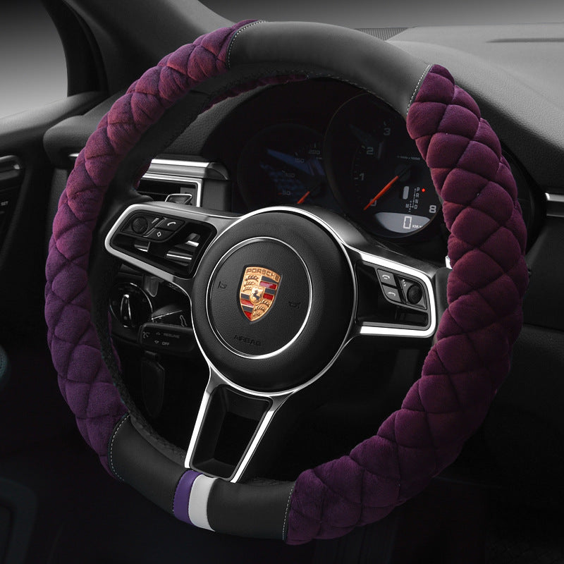 Universal Car Steering Wheel Cover – Cute Plush Footprint Winter Protector 38cm