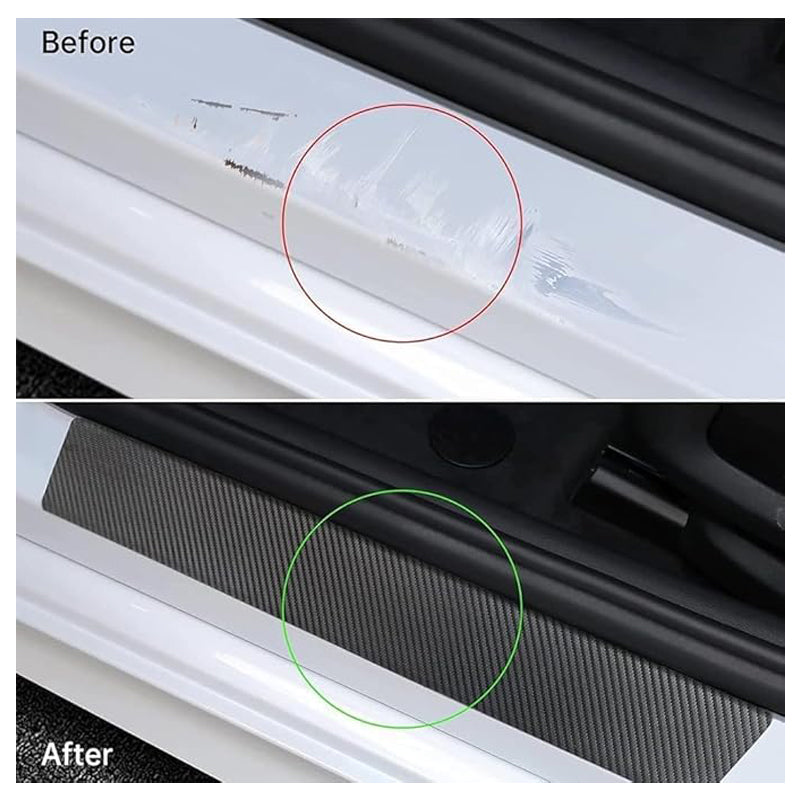 Carbon Fiber Car Door Sill Protectors – 4-Piece Universal Scratch-Resistant Entry Guards