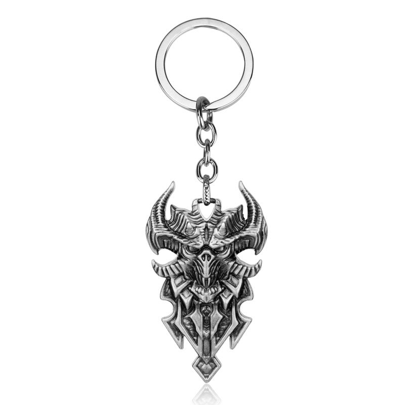 Sheep’s Head Shield Keychain Pendant – Electroplated Alloy Constellation Keychain Jewelry