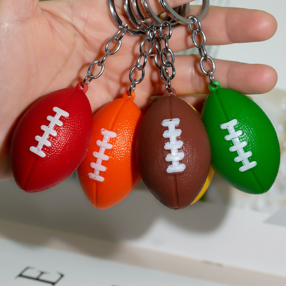 Non-Foam Tumble-Resistant Football Keychain – Korean Style Metal Sports Key Ring
