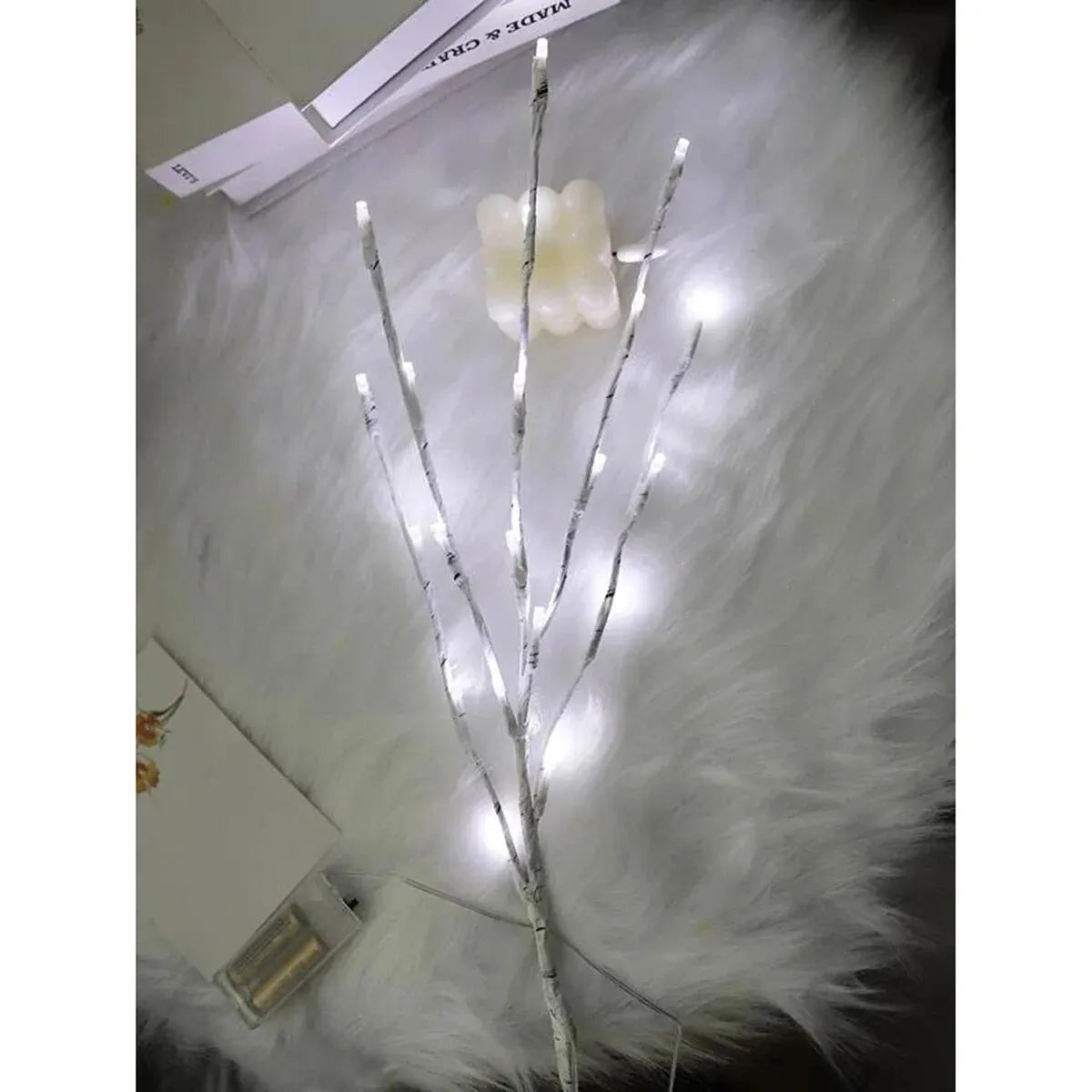 LED White Birch Branch Light – 72cm Battery-Operated Twig Tree Lamp (Warm White) for Christmas, Wedding, Home & Outdoor Decoration