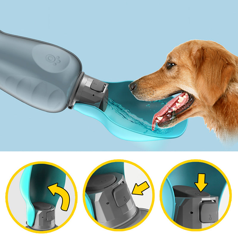 800ml Dog Water Bottle with Foldable Bowl – Portable Leakproof Pet Drinking Bottle for Outdoor Walking