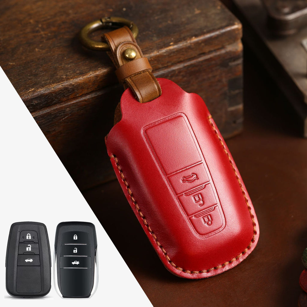Crazy Horse Leather Car Key Case – Premium Cowhide Key Holder for 2 & 3 Keys