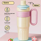 780ml Gradient Double-Wall Stainless Steel Thermal Cup – Large Capacity Coffee & Drink Thermos with Lid and Straw for Men & Women