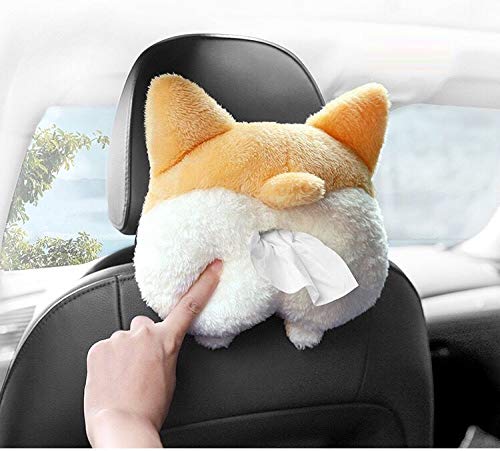 Cute Corgi Butt Tissue Box Cover – Soft Hanging Storage Bag Tissue Holder for Car & Home