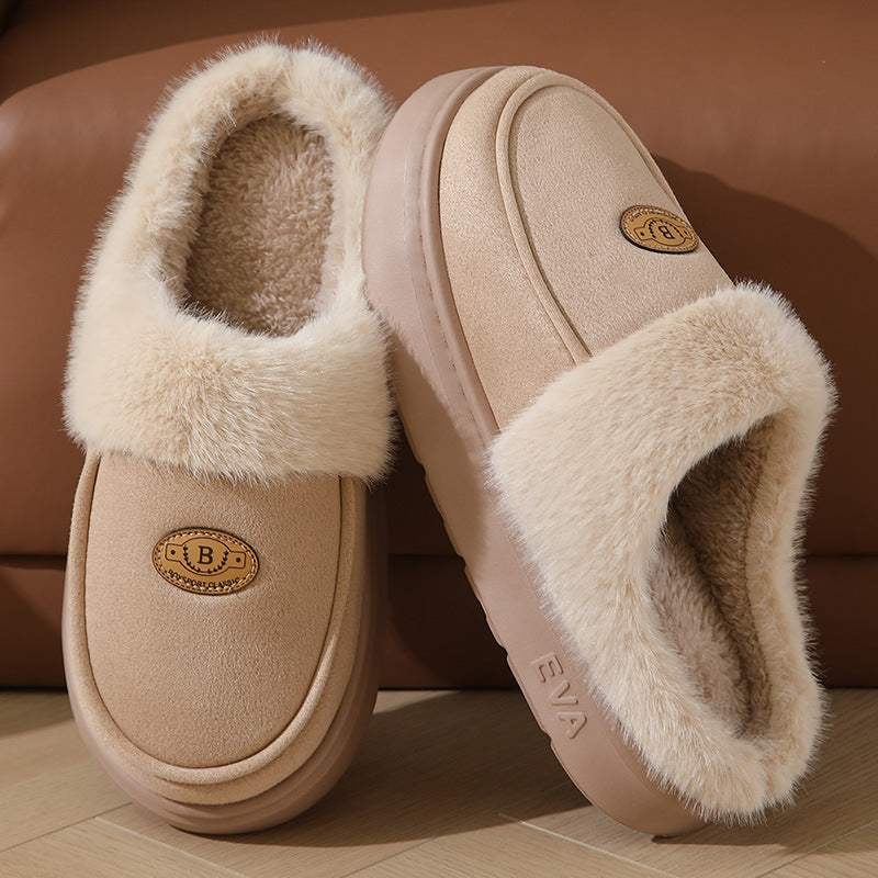 Men’s Winter Plush Slippers – Warm Suede Indoor Non-Slip House Shoes
